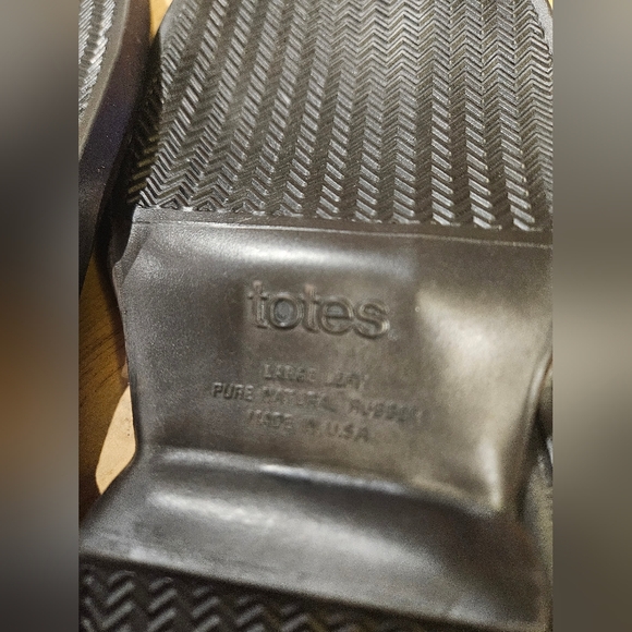 TOTES Men’s Rubber Loafer Overshoes Rain Galoshes Made in USA. Black. Size 11 - Picture 5 of 11